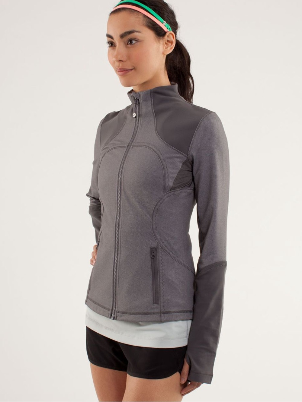 Lululemon Forme Jacket - Soot Light Gray - Tight Exercise Zip Up
